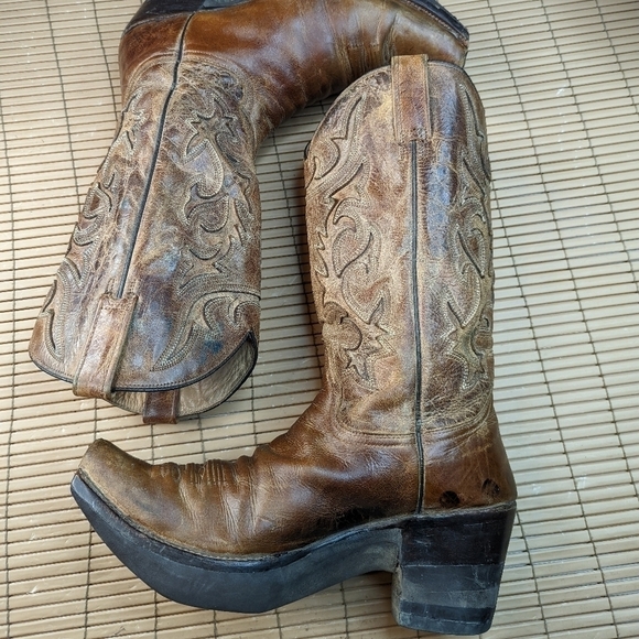 Stetson Boots custom made men\'s brown leather platform Western cowboy boots sz 1 main image 5